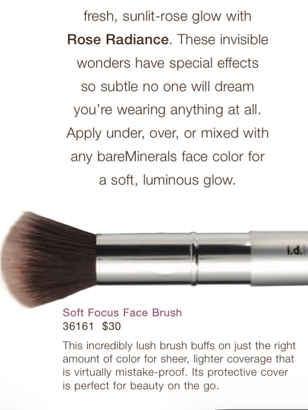 NOS BAREMINERALS I.D. BARE ESCENTUALS Soft Focus Face Makeup Brush